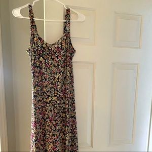 Satin slip dress from Dynamite in black floral, size Small